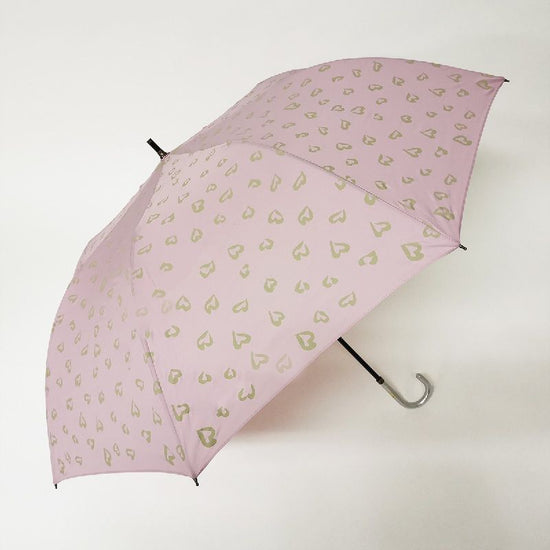 Short Wide Umbrella Heart Leopard Print Rain or Shine