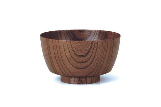 Japanese Yamanaka-Nuri Wooden Zoni Bowl, Zelkova 4.3 Bowl, Brown Sliding SO-0503