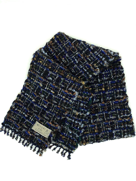 Handwoven tweed scarf | mid ♭128 [made with apparel leftover yarn]