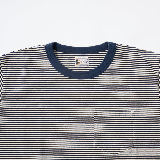 [24SS NEW]FELCO S/S RINGER POCKET T-AMERICAN VINTAGE STRIPE-NATURAL/NAVY