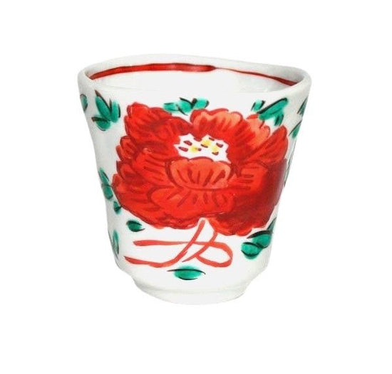 [Eisyou] Teacup with hand-decorated peony design