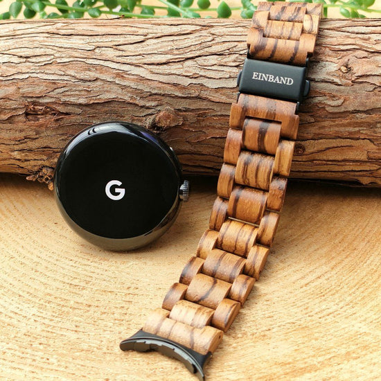 EINBAND Google Pixel Watch Natural Wood Band Zebra Wood