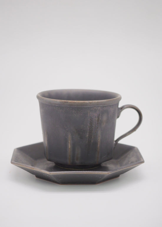 Ancient Pottery Octagonal CUP & SAUCER (set of 3)