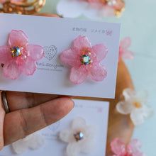 Natural Shape Someiyoshino with stone Sakura Earrings