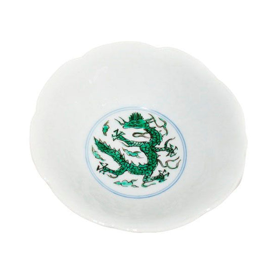 [Eisyou] Five-sided Bowl with Design of Dragons in Blue Hand (set of 5)