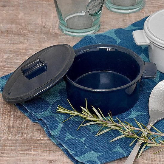 Navy Cocotte S Blue Type Western Tableware Oven Souffle Cocotte Oven OK Made in Japan Minoyaki