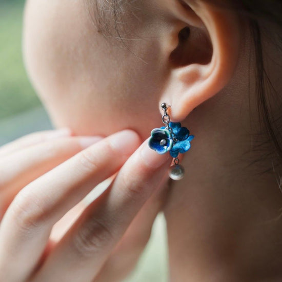 [Kutani Hana] Pearl Clip-on earrings (blue)