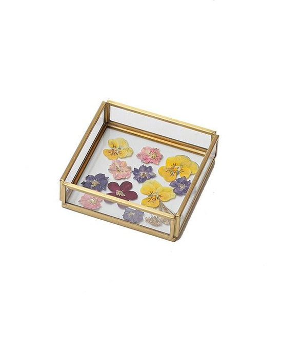 Pressed flower square glass tray M17-2561S