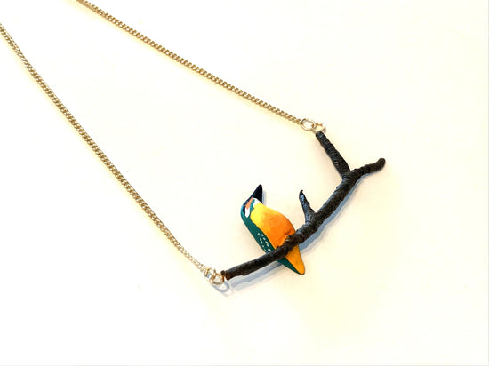 Branch-Riding Kingfisher Necklace