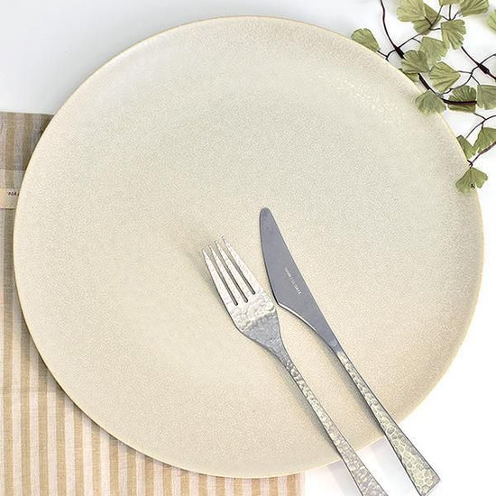 Silver Plate L White Round plate made in Japan, Minoyaki