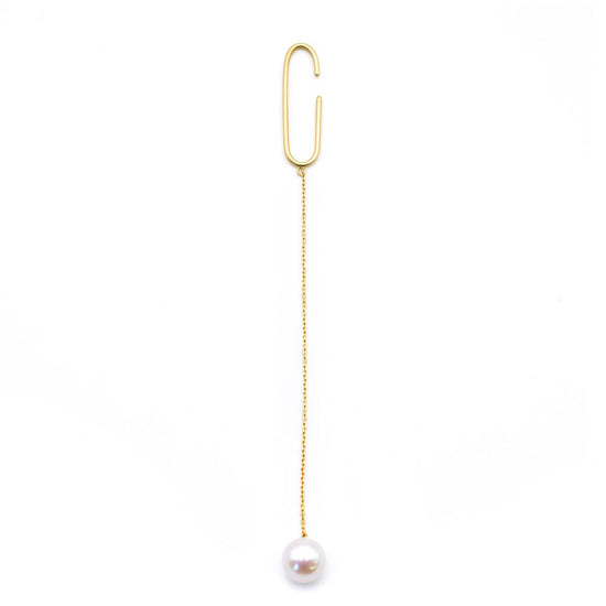 K18yg freshwater pearl chain ear cuff / Clip Chain M