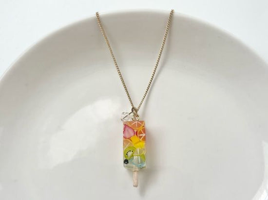 Rainbow-colored popsicle necklace