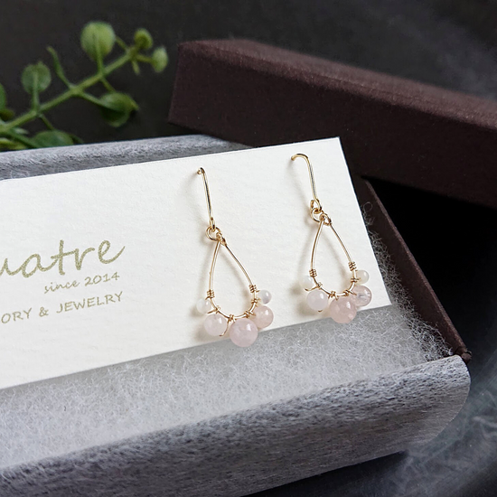 Morganite Pierced earrings pupu