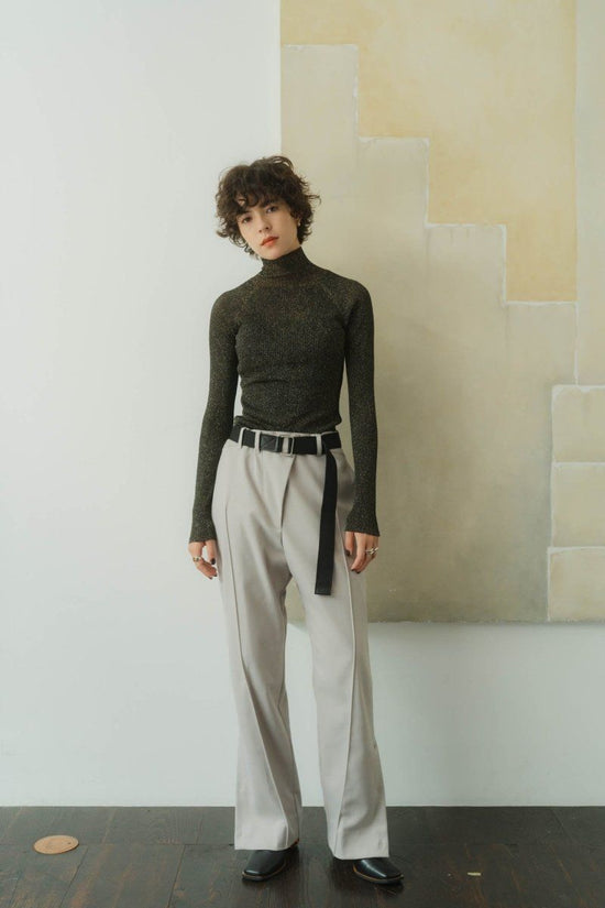 Slit Belt Slacks Pants/Gray