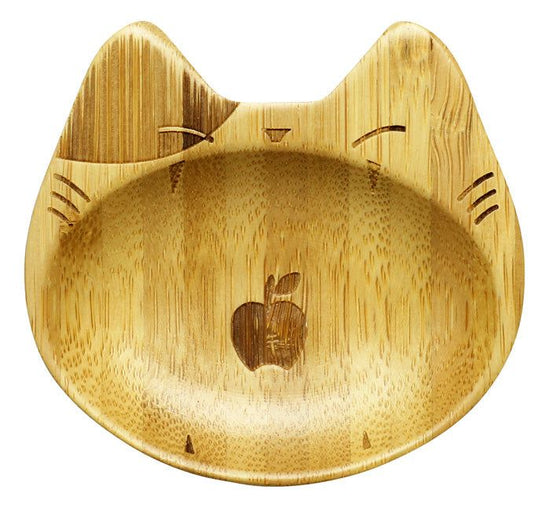 3 kinds of small Cat-Shaped Bamboo Plates (Apple / Bird / Fish)