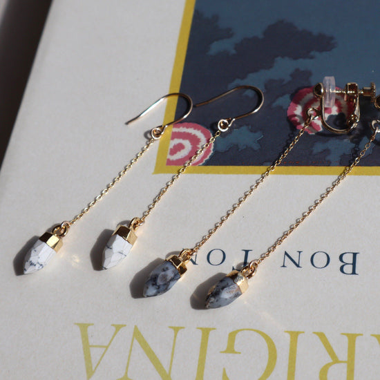 Dendrite opal long pierce/earring