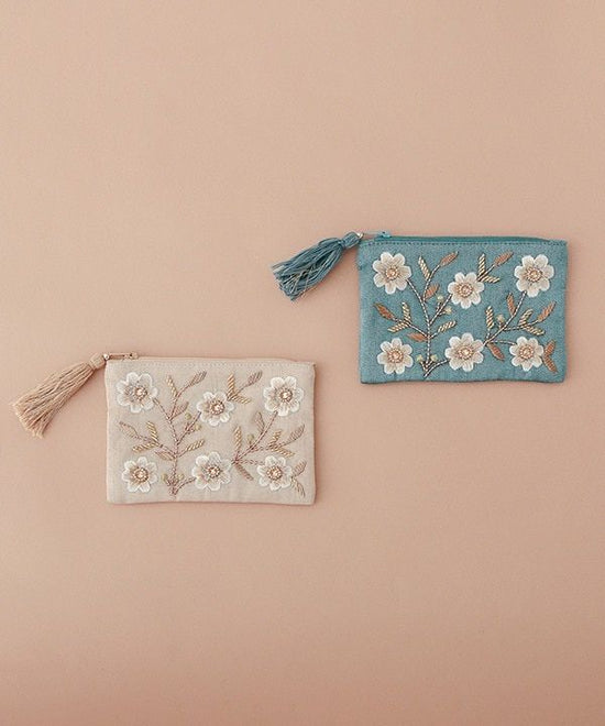 Beaded embroidery pouch (2 colors) 15 x 10cm M42-2493