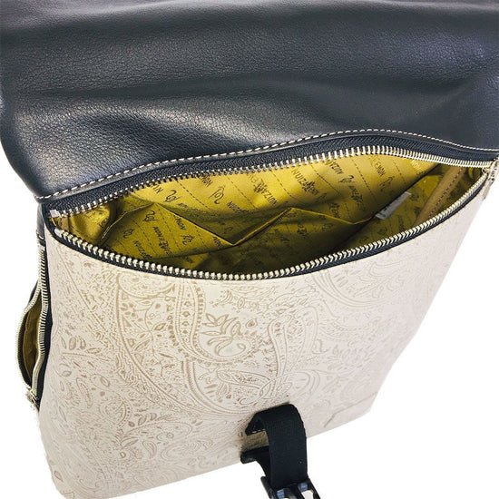 Foldover backpack (small) leather ivory