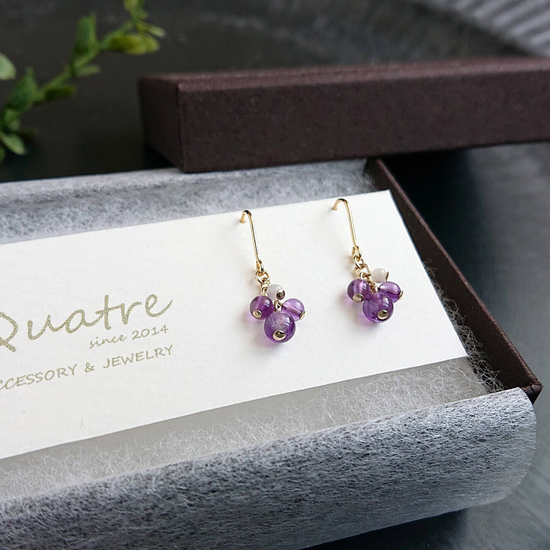 Amethyst Pierced earrings quatre