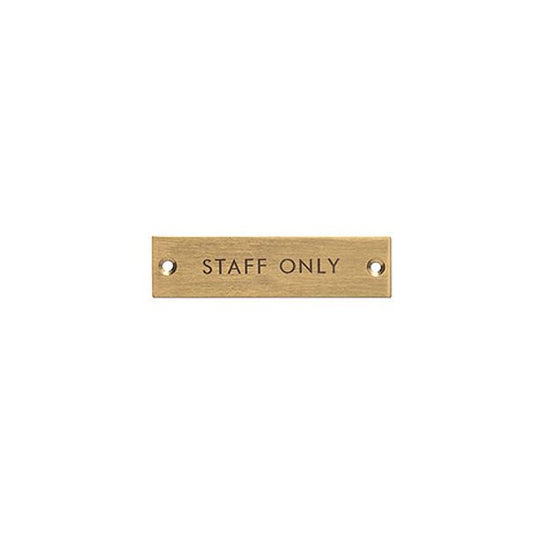 63958 [POSH MADE] sign plate STAFF ONLY antique gold