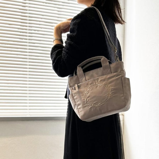 Peach Skin Style Polyester Handbag 2-WAY 3 Colors