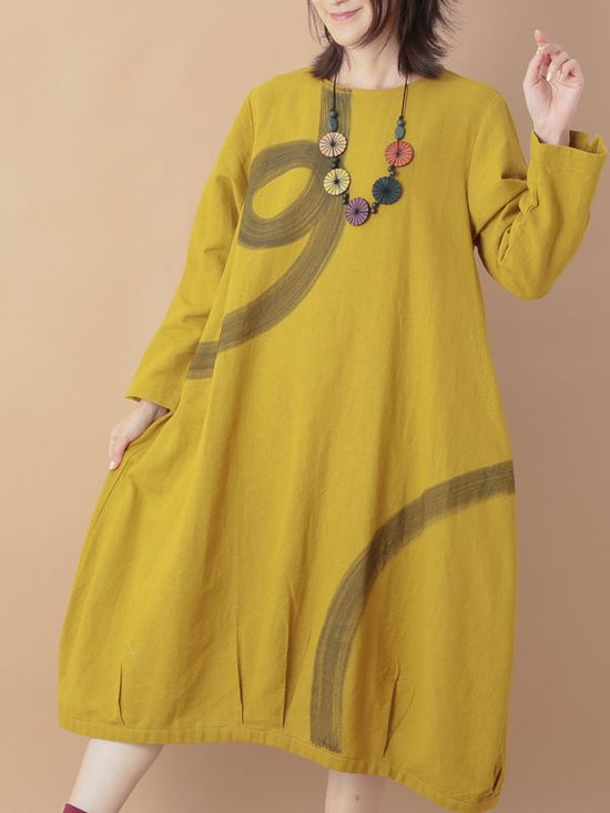 kasureDOT Hand-Painted Print Hopsack Cocoon Dress (3 colors) 23W437