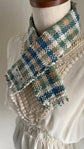 100% Organic cotton handwoven scarf _ TOWN / green ♭124