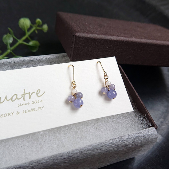 탄자나이트 피어싱 이어링 콰트르