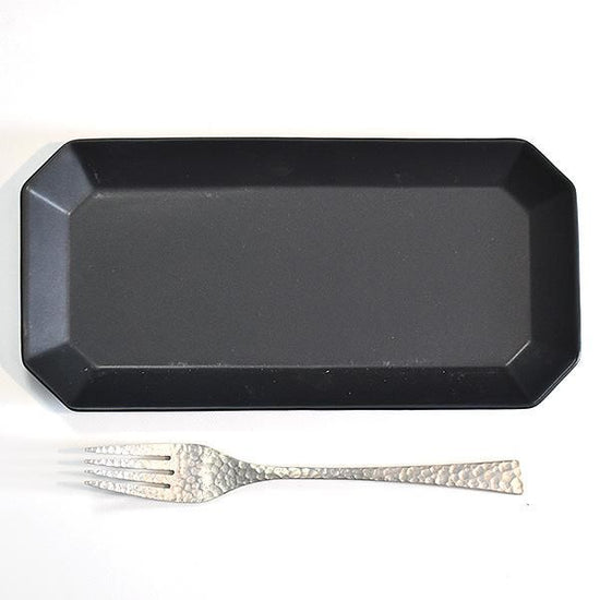 Depre Black Long Rectangular Octagonal Plate M Black Type Western Tableware Long Rectangular Plate Modified Plate Made in Japan Minoyaki Cafe Style Fashionable Modern