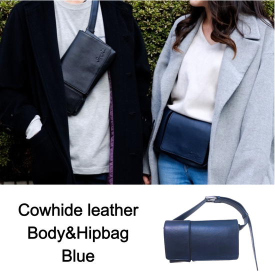 Leather body and hip bag (Blue)