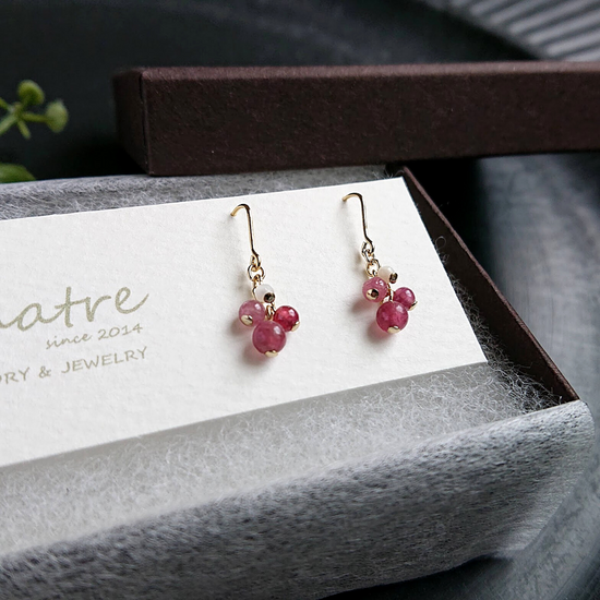 핑크 투르말린 피어싱 이어링 콰트르