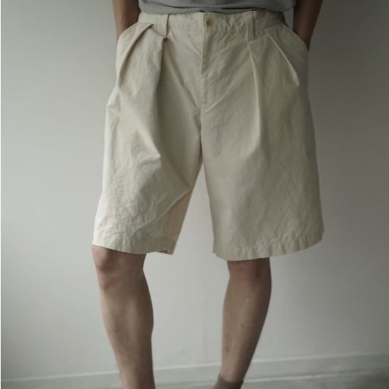 Army Canvas 2-Tuck Wide Shorts(KINARI)