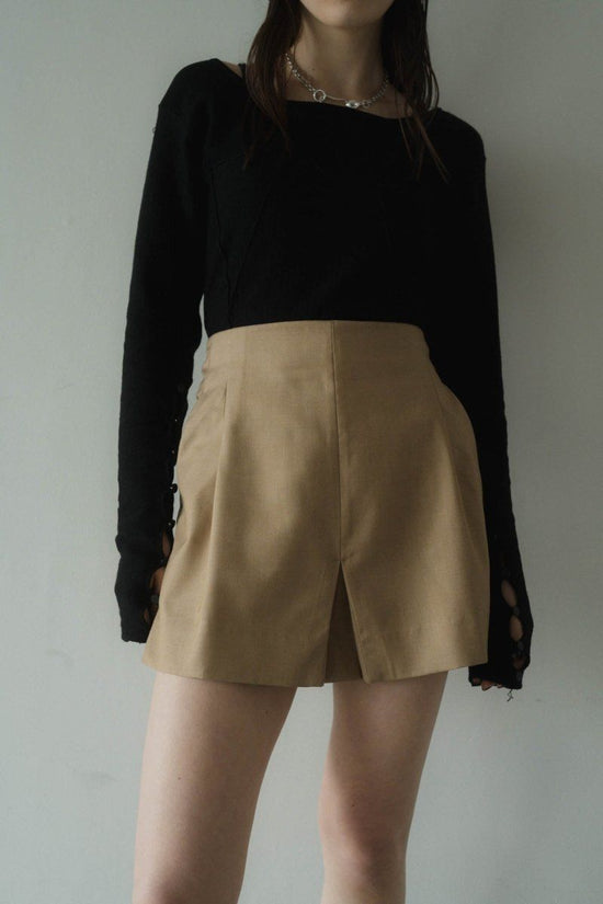 High Waist front Skirt/Beige