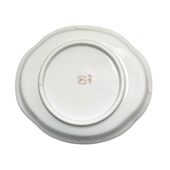 [Reiko Fukushima] Dish with crane design in fine red glaze