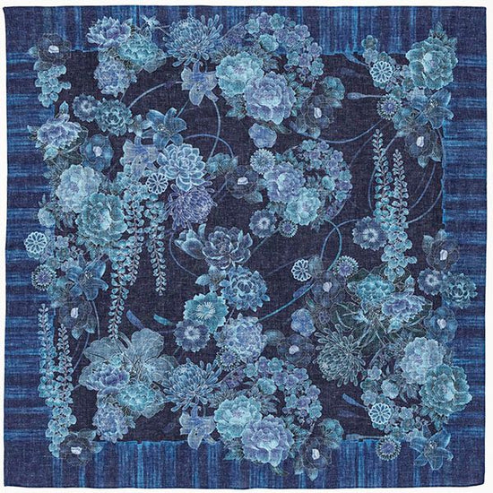 Digital indigo furoshiki - flower play