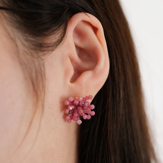 Coral Imperial Rhodonite Clip-on earrings