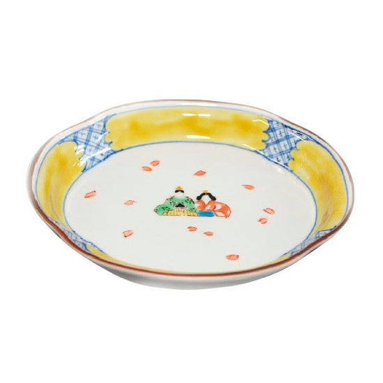 [Eisyou] Dish with hina design on a wooden gourd