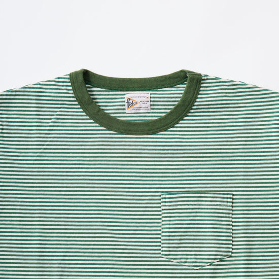 [24SS NEW]FELCO S/S RINGER POCKET T-AMERICAN VINTAGE STRIPE-NATURAL/GREEN