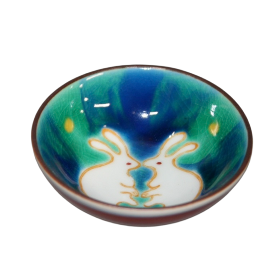 [Eisyou] Blue handled cup with design of Chinese zodiac [Rabbit