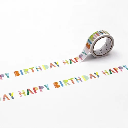 mt Masking Tape ex – Happy Birthday, 15mm×5m