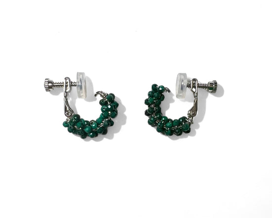 코랄 말라카이트 클립온 귀걸이