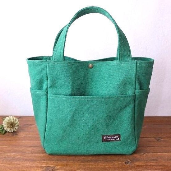 <Made to Order>Bio-washed canvas round pocket tote (M)