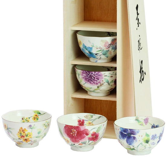 Flower Watercolor Rice Bowl Set (01802)