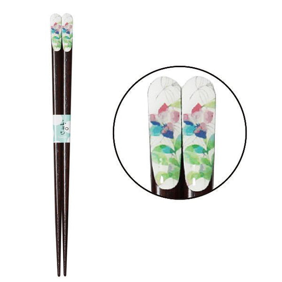 HANATSUMI / HANAMISAKI Tenpou Chopsticks 21cm 2 kinds of single Chopsticks (Bellflower and Peony)