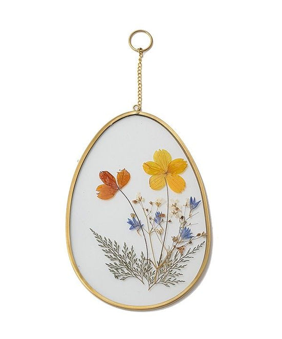 Pressed flower oval glass wall decoration M17-2564