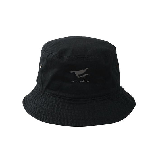 Cotton bucket hat, black ""Humpback whale parent-child bond""