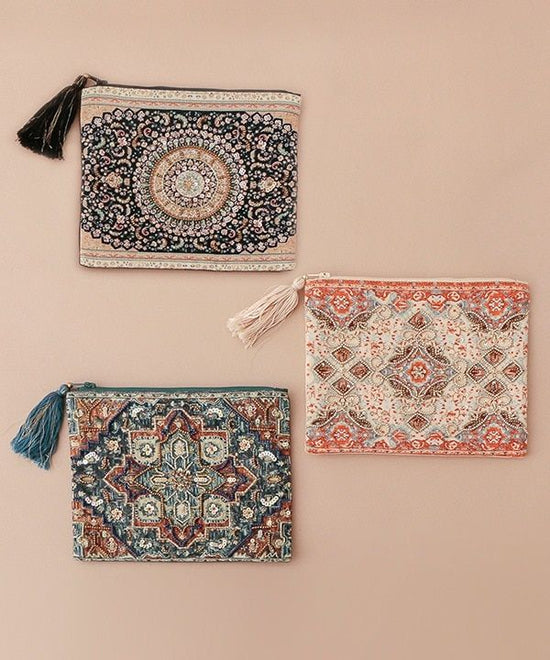 Print & Beads Embroidery Pouch L (3 colors) 20 x 15cm M42-2484