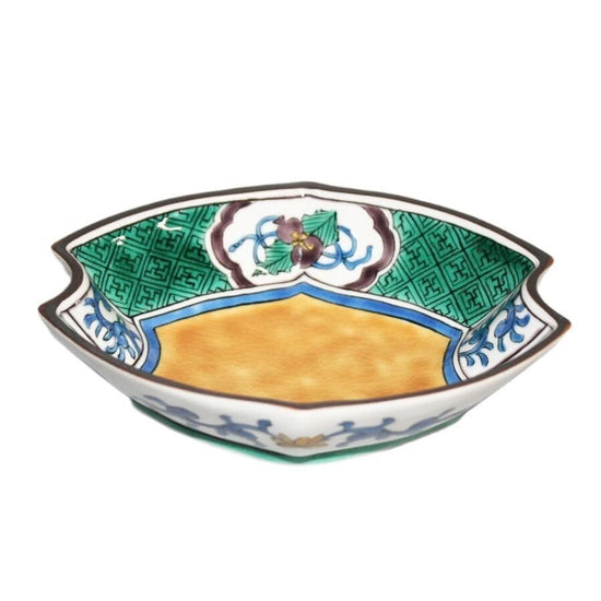 [Eisyou] Boat-shaped vase with blue handles and treasure design (set of 5)