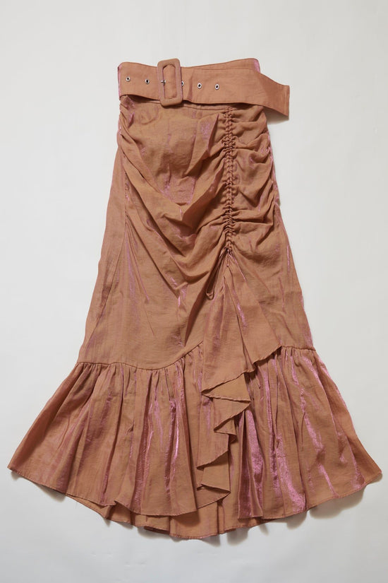 Chambray Gather Skirt (Pink)