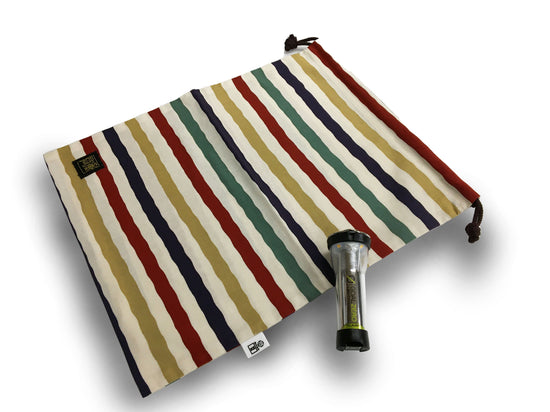HAURA Drawstring Pouch, Striped Pattern (L Size)